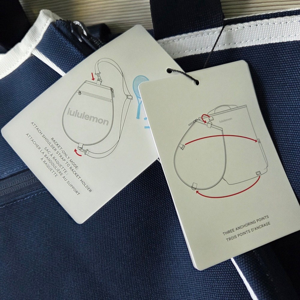 Lululemon Racket Bag Backpack Tote Blue White Cotton Canvas Convertible 19L NEW - Picture 7 of 16